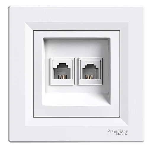 Asfora Double Rj11 Telephone Socket White - EPH4200121 - 1