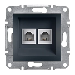 Asfora Double Rj11 Telephone Socket Anthracite - EPH4200171 - Schneider Electric