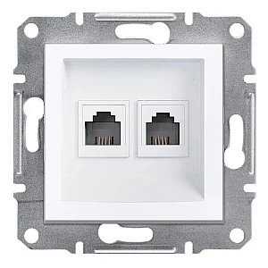 Asfora Double Rj11 Socket without Frame White - EPH4270121 - Schneider Electric