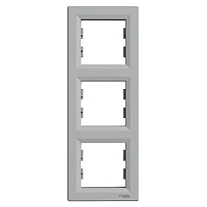 Asfora 3 - Gang Vertical Frame Aluminium - EPH5810361 - Schneider Electric