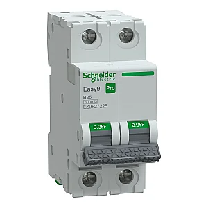 2x25 A B 6 kA Easy9 Pro Miniature Circuit Breaker - EZ9F27225 - Schneider Electric