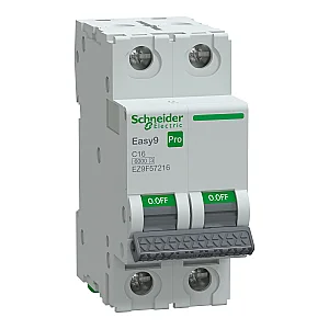 2P 16 A C 6 kA Easy9 Pro Miniature Circuit Breaker - EZ9F57216 - Schneider Electric