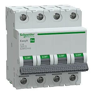 4P 16 A C 6 kA Easy9 Pro Miniature Circuit Breaker - EZ9F57416 - Schneider Electric