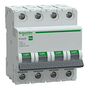 4P 20 A C 6 kA Easy9 Pro Miniature Circuit Breaker - EZ9F57420 - Schneider Electric
