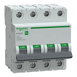 4P 50 A C 6 kA Easy9 Pro Miniature Circuit Breaker - EZ9F57450 - Schneider Electric