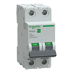 2P 25 A C 10 kA Easy9 Pro Miniature Circuit Breaker - EZ9F59225 - Schneider Electric