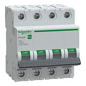 4P 50 A C 10 kA Easy9 Pro Miniature Circuit Breaker - EZ9F59450 - Schneider Electric