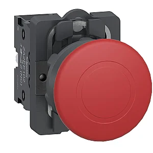 1NO Red 40 mm Mushroom Head Spring Return Push Button - XA2AC42 - Schneider Electric