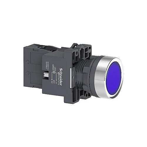 1NO Blue 24 VAC/DC Illuminated Spring Return Push Button - XA2AW36B1 - 1