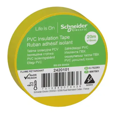 2420101 - Insulation Tape 19mmx20m Yellow - Schneider Electric