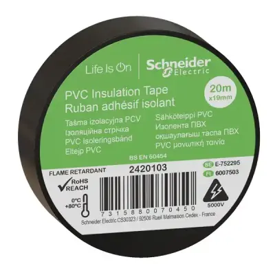 2420103 - Insulation Tape 19mmx20m Black - Schneider Electric