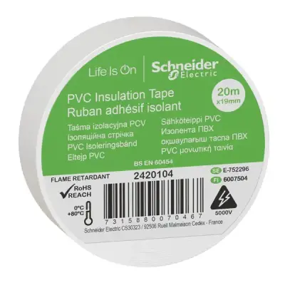 2420104 - Insulation Tape 19mmx20m White - Schneider Electric