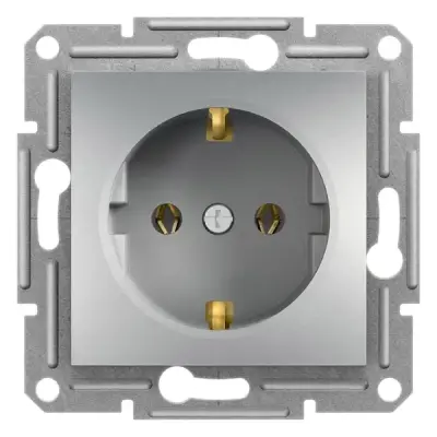 EPH2900161 - Asfora Side-earth Socket Outlet Alum - Schneider Electric