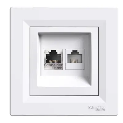 EPH4900121 - Asfora Rj45+rj12 Cat5e Utp Data Skt Wht - Schneider Electric