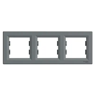 EPH5800362 - Asfora 3-gang Horizontal Frame Steel - Schneider Electric
