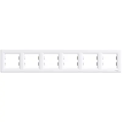 EPH5800621 - Asfora 6-gang Horizontal Frame White - Schneider Electric
