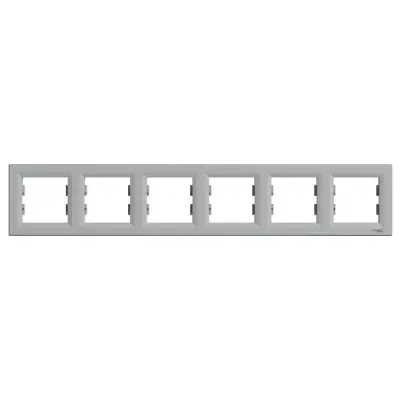 EPH5800661 - Asfora 6-gang Horizontal Frame Alum - Schneider Electric