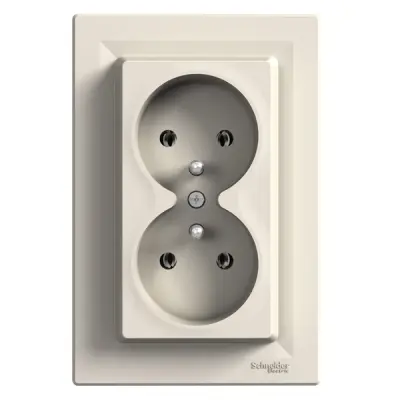 EPH9800223 - Asfora Double So Pin-earth Pl Std Cream - Schneider Electric