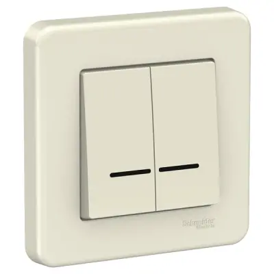 LNA2000323 - Leona Double 1-way Switch W/loc.l. Cream - Schneider Electric