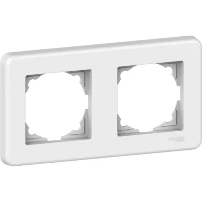LNA5800221 - Leona 2-gang Horizontal Frame White - Schneider Electric