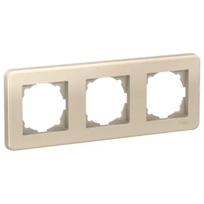 LNA5800324 - Leona 3-gang Horzntl Frm Metallic Beige - Schneider Electric