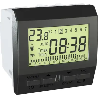 MGU3.505.12 - Unica Weekly Prog. Thermostat 2m Grpht - Schneider Electric