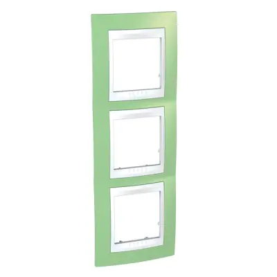MGU6.006V.863 - 3gang Vert. C. Frame Apple Green/wh - Schneider Electric