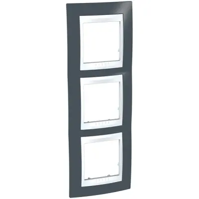 MGU6.006V.877 - 3gang Vert. C. Frame Slate Grey/wh - Schneider Electric