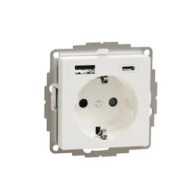 MTN2367-0319 - Merten Sys-m Schuko So W/usb A+c Plr Wht - Schneider Electric