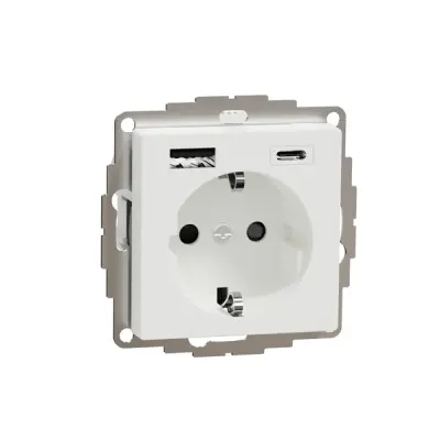 MTN2367-0325 - Merten Sys-m Schuko So W/usb A+c Act Wht - Schneider Electric