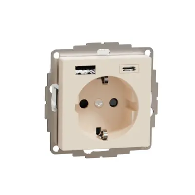 MTN2367-0344 - Merten Sys-m Schuko So W/usb A+c White - Schneider Electric