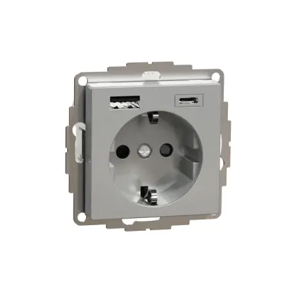 MTN2367-0460 - Merten Sys-m Schuko So W/usb A+c Alum - Schneider Electric
