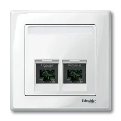 MTN469919 - Merten Sys-m Se 2xrj45 Insrt Plt Plr Wht - Schneider Electric