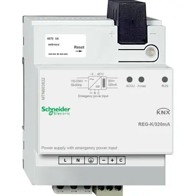 MTN683832 - Knx Power Sup Reg-k/320ma Emerg. Power - Schneider Electric