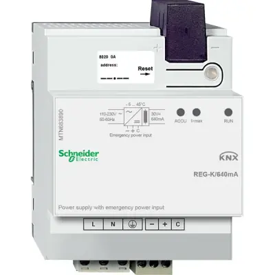 MTN683890 - Knx Power Sup Reg-k/640ma Emerg. Power - Schneider Electric