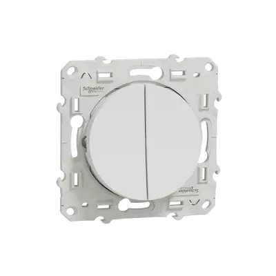 S520214 - Odace Double 2-way Switch Siliconp. Wht - Schneider Electric