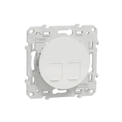 S520410 - Odace Double Rj45 Data Connector Cvr Wht - Schneider Electric