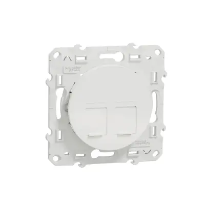 S520485 - Odace Double Rj45 Cat6 Utp Data Sckt Wht - Schneider Electric