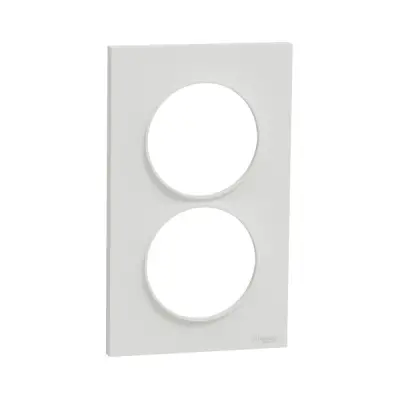 S520714 - Odace Styl 2-gang 57mm Ver. Frame White - Schneider Electric