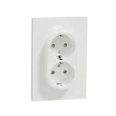 S521087 - Odace Double S.o. Side-e. W/styl Frm Wht - Schneider Electric
