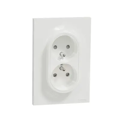 S521089 - Odace Double S.o. Pin-e. W/styl Frm Wht - Schneider Electric