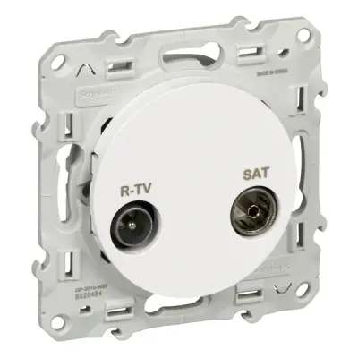 S52R454 - Odace Fm-tv/sat Socket Individual White - Schneider Electric