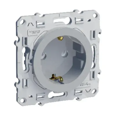 S530037 - Odace Socket Side-earth W/ Shutters Alum - Schneider Electric