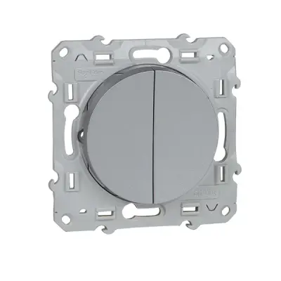 S530211 - Odace Double 1-way Switch Alum - Schneider Electric