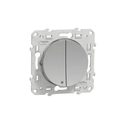 S530273 - Odace Double 2-way Sw. W/loc.lamp Alum - Schneider Electric