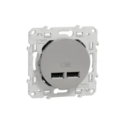 S530407 - Double Usb 2.1 Aluminium - Schneider Electric