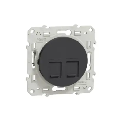 S540486 - Odace 2 Rj45 Cat6 Stp Anthracite - Schneider Electric