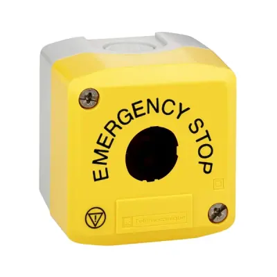 XALK01H29 - Yellow Control Station 1 Hole Mark Emerg - Schneider Electric