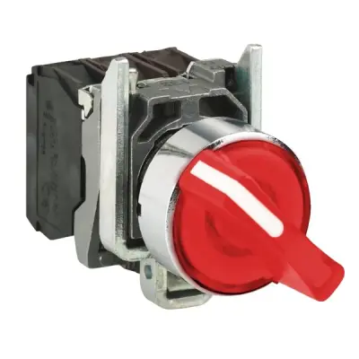 XB4BK124M5 - Illuminated Selector Switch, 230vac, Red - Schneider Electric