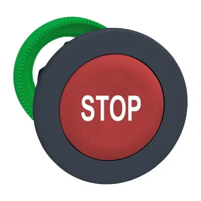 ZB5FA434 - Flush Red Flush Cap Pb Head Wh Mark Stop - Schneider Electric